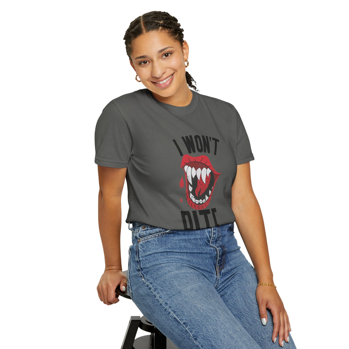Fun Unisex 'I Won't Bite' T-Shirt for Halloween, Casual Wear, Graphic Tee, Gift for Friends, Statement Shirt