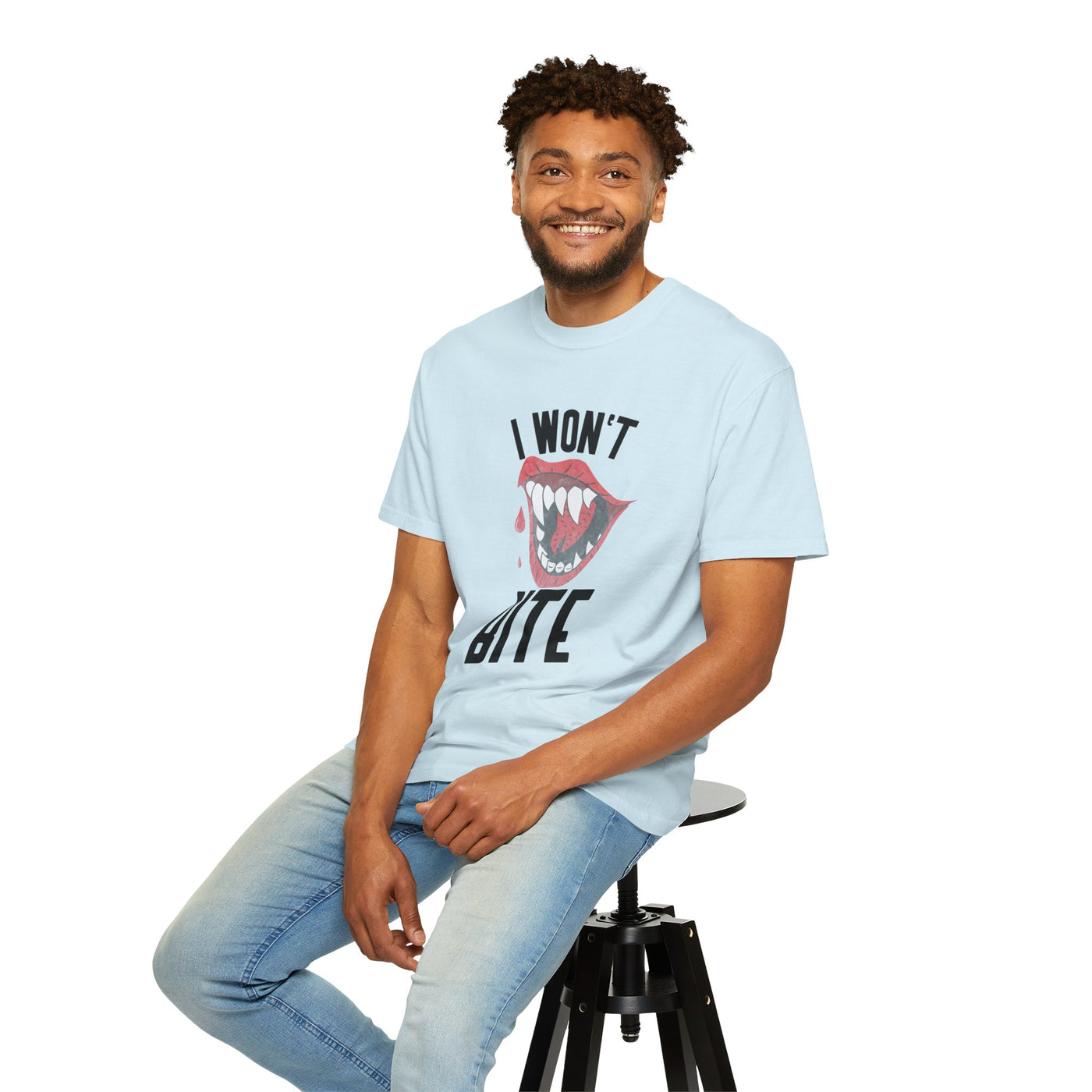 Fun Unisex 'I Won't Bite' T-Shirt for Halloween, Casual Wear, Graphic Tee, Gift for Friends, Statement Shirt