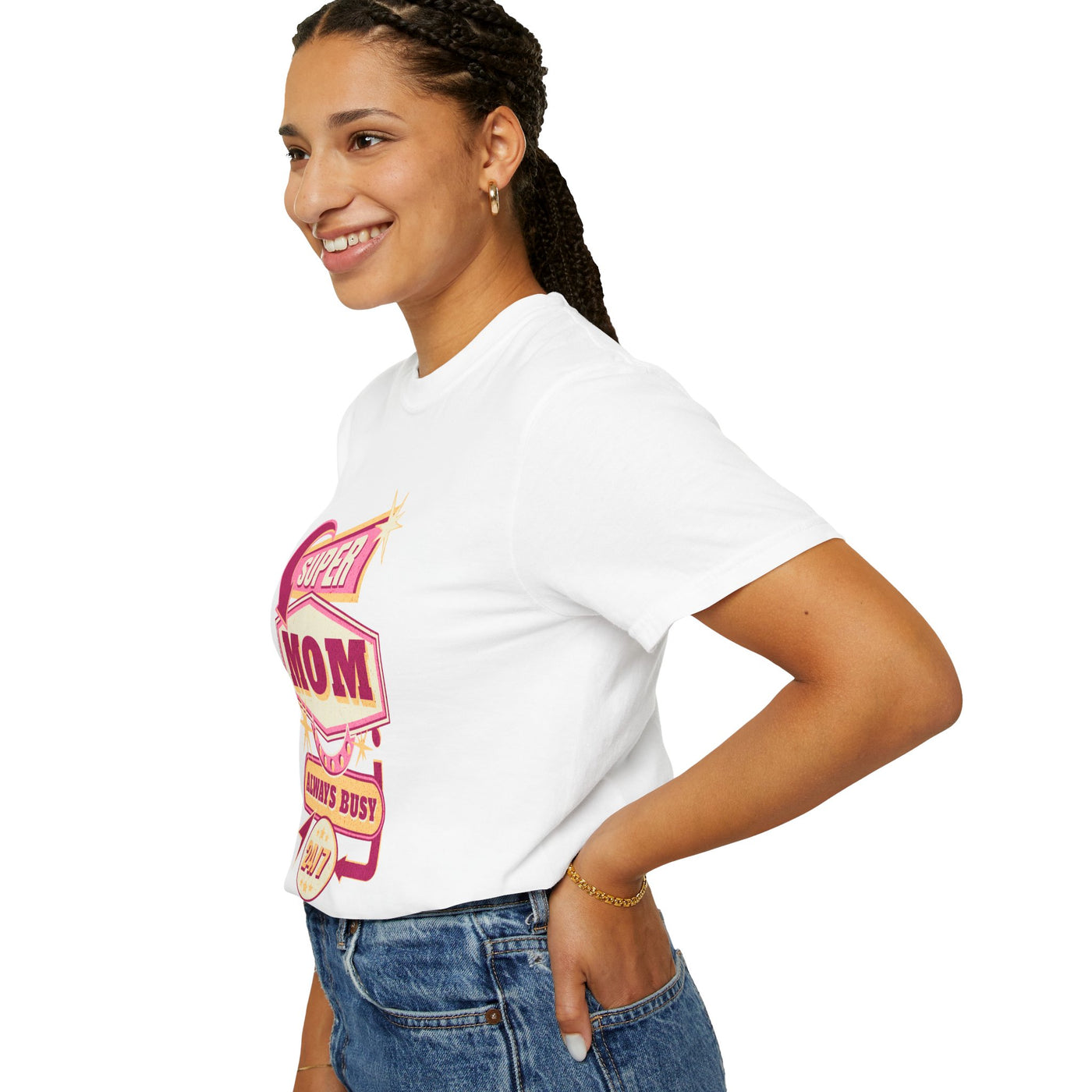 Super Mom Garment-Dyed T-Shirt, Mother's Day Gift, Funny Mom Tee, Busy Mom Apparel, Casual T-Shirt for Moms