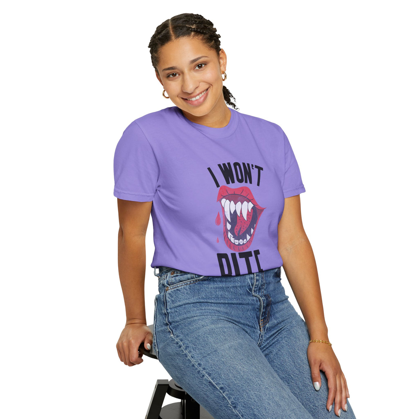 Fun Unisex 'I Won't Bite' T-Shirt for Halloween, Casual Wear, Graphic Tee, Gift for Friends, Statement Shirt