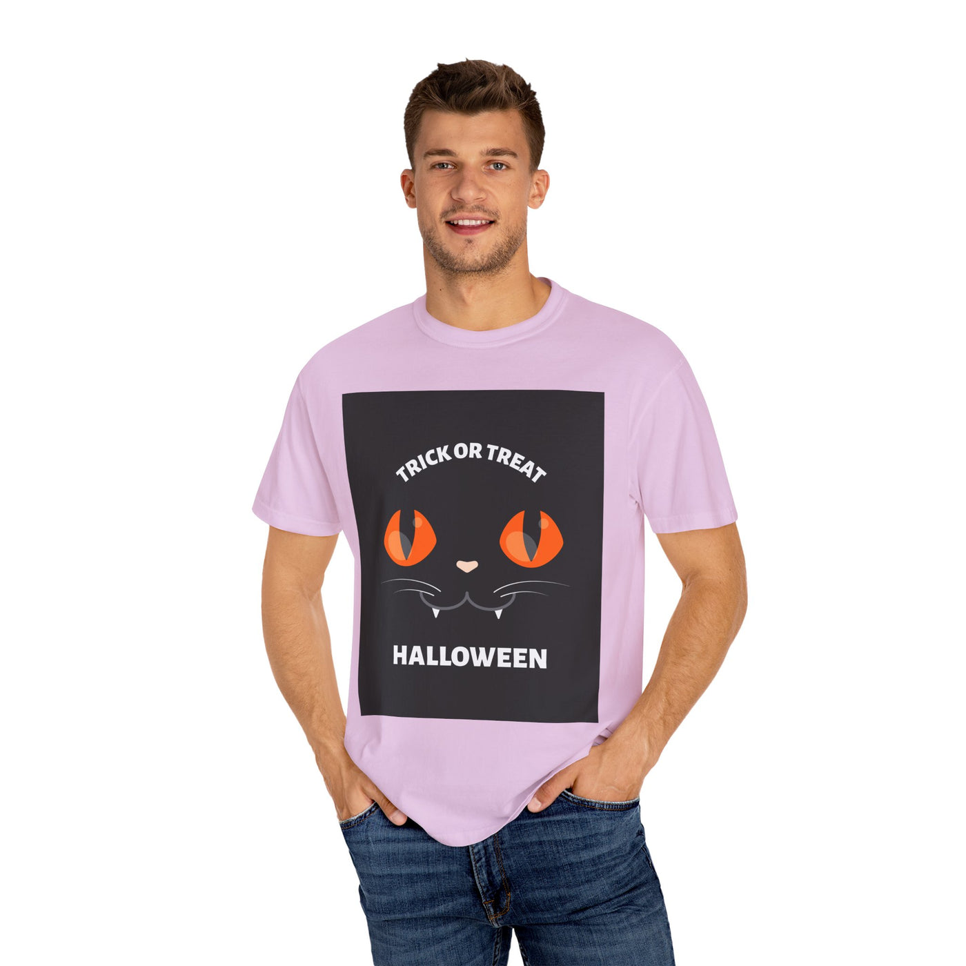 Halloween Cat T-Shirt, Unisex Trick or Treat Tee, Spooky Season Apparel, Cute Halloween Gift, Fall Festival Shirt, Cat Lover T-Shirt