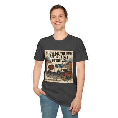 Funny BBQ Unisex T-Shirt - Show Me the Beef, Grilling Gift, Summer BBQ, Foodie Humor, Casual Wear