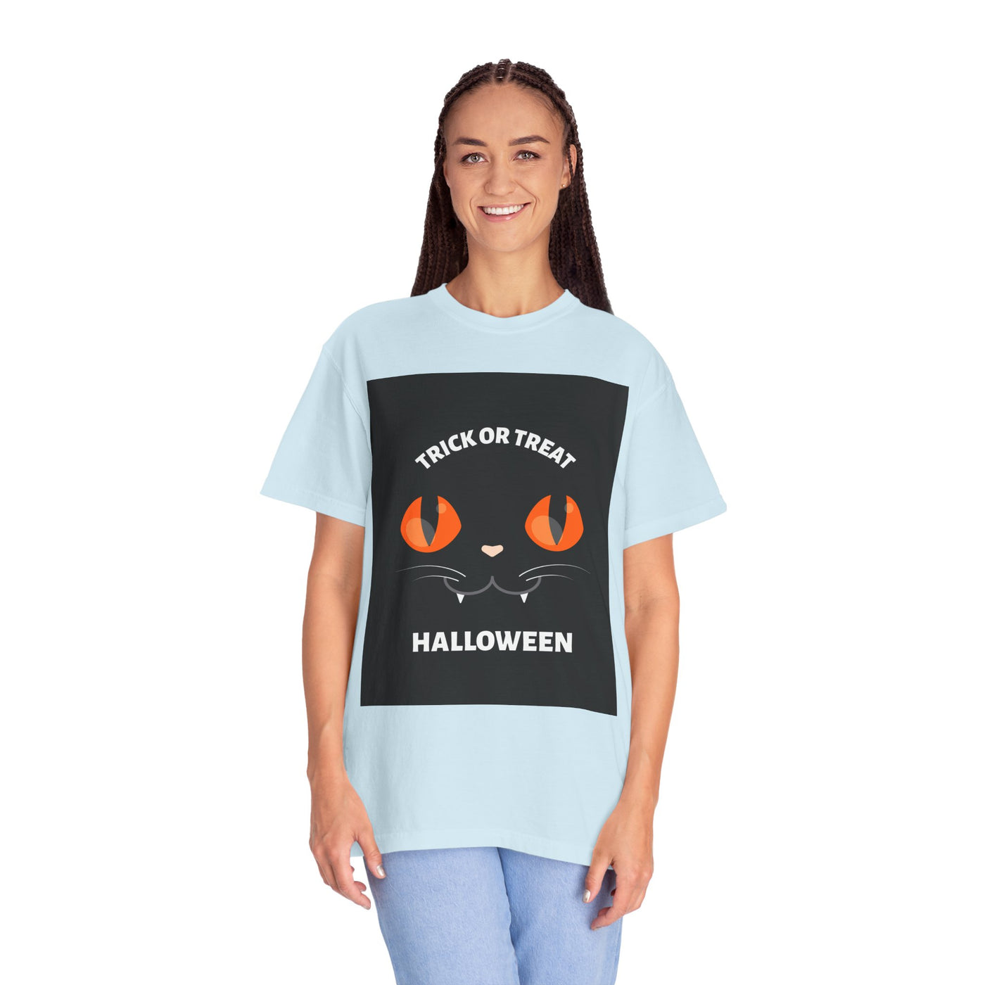 Halloween Cat T-Shirt, Unisex Trick or Treat Tee, Spooky Season Apparel, Cute Halloween Gift, Fall Festival Shirt, Cat Lover T-Shirt