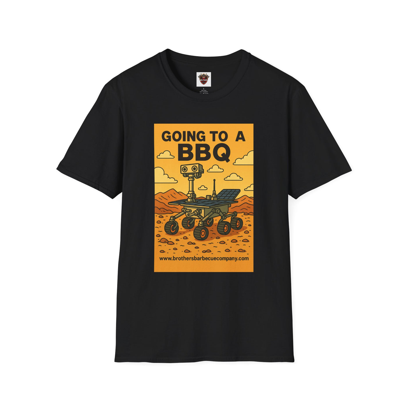 BBQ Rover Unisex Softstyle T-Shirt | Fun BBQ Shirt, Space Enthusiast Gift, Summer Picnic Wear, Mars Rover Shirt, Unique Graphic Tee