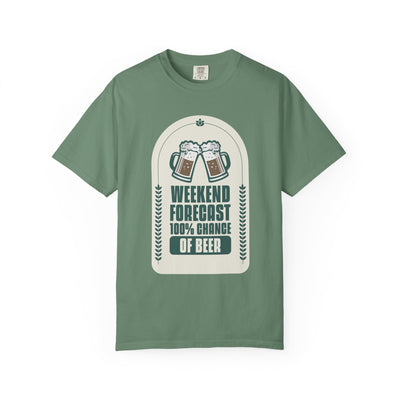 Weekend Forecast Beer T-Shirt | Unisex Garment-Dyed Tee for Beer Lovers, Perfect for Parties, Birthdays, and Casual Wear