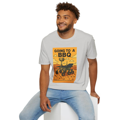 BBQ Rover Unisex Softstyle T-Shirt | Fun BBQ Shirt, Space Enthusiast Gift, Summer Picnic Wear, Mars Rover Shirt, Unique Graphic Tee