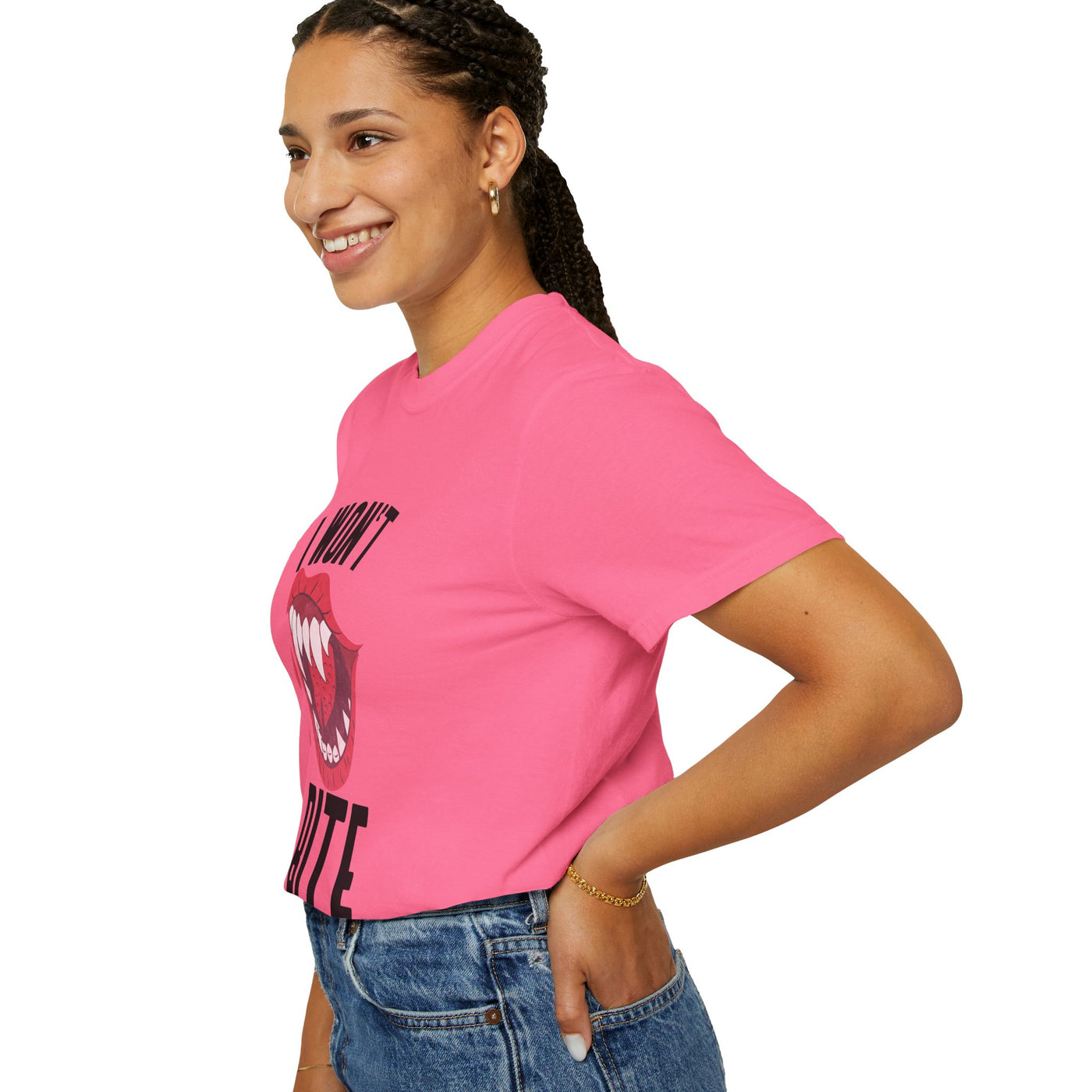 Fun Unisex 'I Won't Bite' T-Shirt for Halloween, Casual Wear, Graphic Tee, Gift for Friends, Statement Shirt