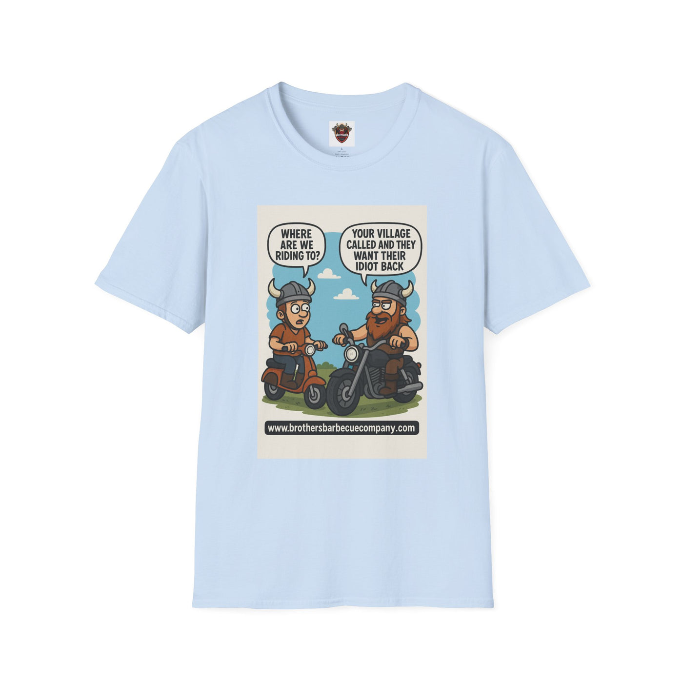 Funny Viking Bikers BBQ T-Shirt, Unisex Softstyle Tee, Gift for Grill Lovers, Casual Wear, Humor Shirt, Summer BBQ Party