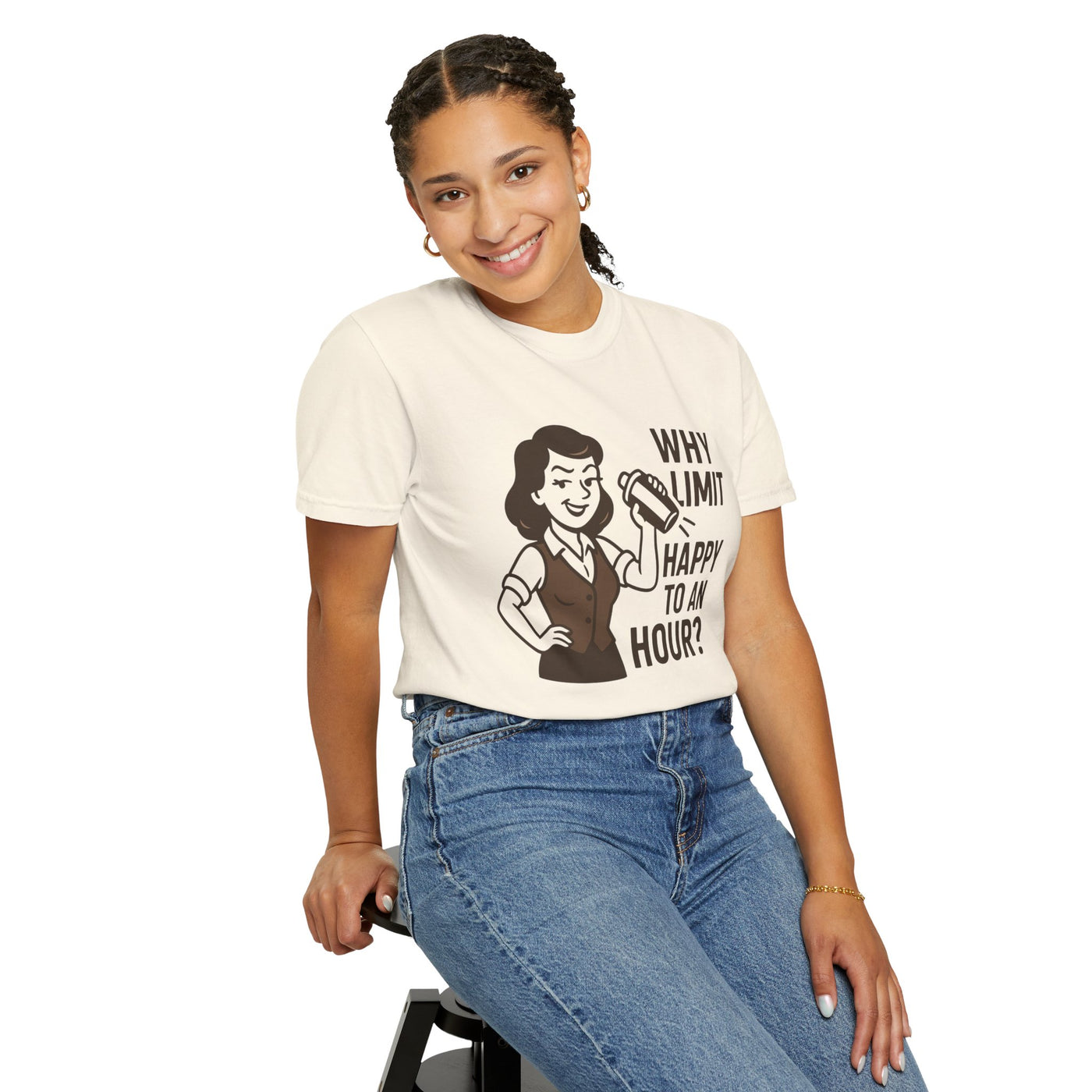 Why limit happy hour to an hour t-shirt, Chic Humor T-Shirt, Funny Shirt, Gift for Her, Casual Wear, Unisex Tee, Celebration Apparel