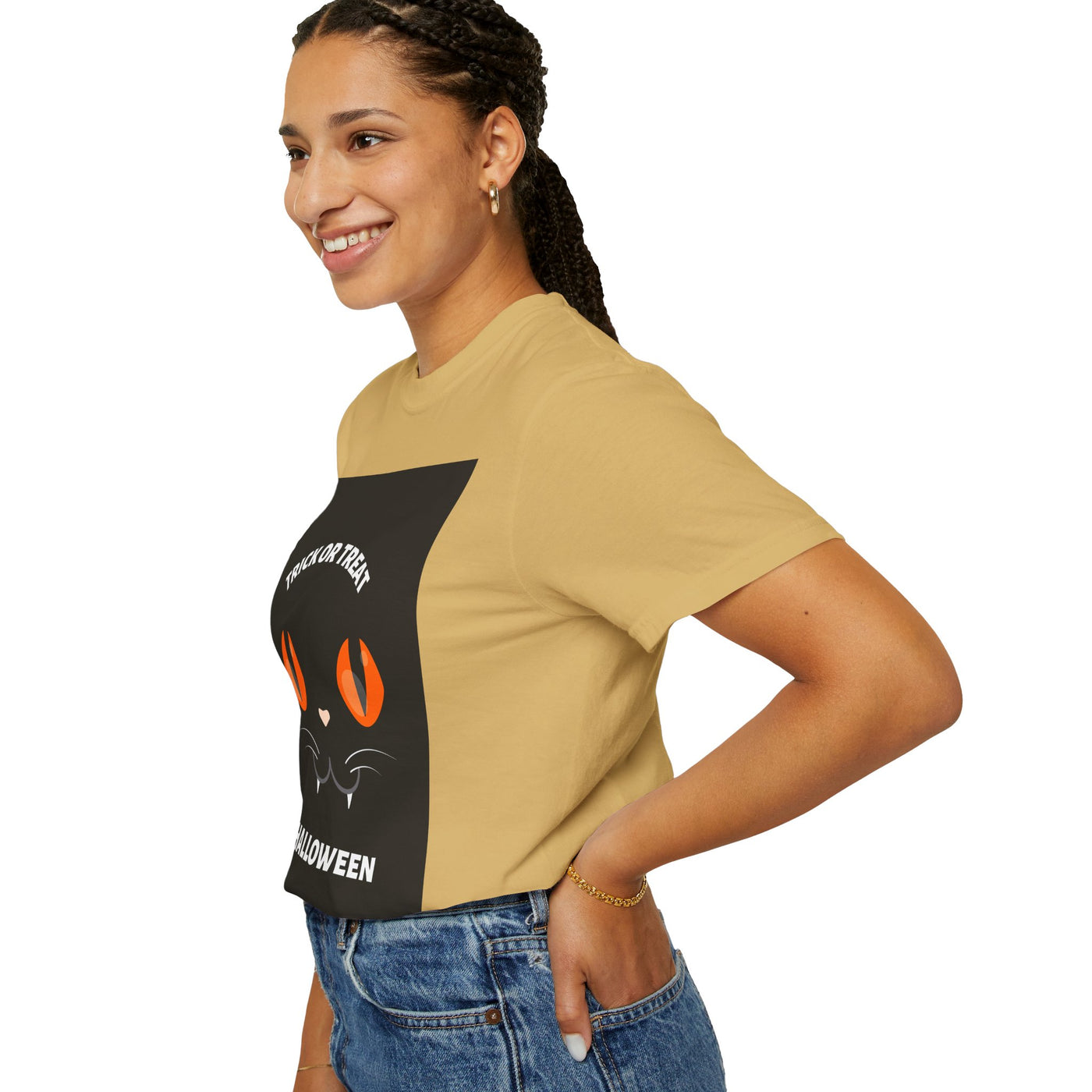 Halloween Cat T-Shirt, Unisex Trick or Treat Tee, Spooky Season Apparel, Cute Halloween Gift, Fall Festival Shirt, Cat Lover T-Shirt