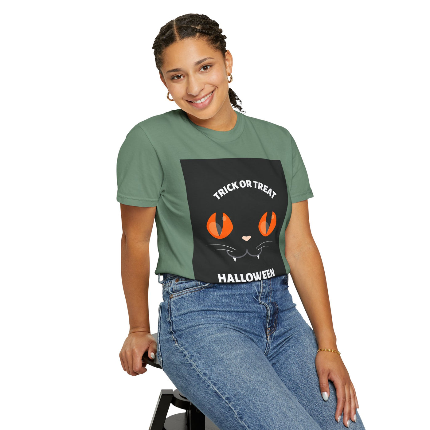 Halloween Cat T-Shirt, Unisex Trick or Treat Tee, Spooky Season Apparel, Cute Halloween Gift, Fall Festival Shirt, Cat Lover T-Shirt