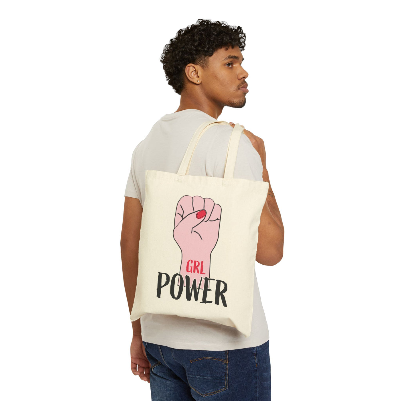 Empowering GRL Power Tote Bag - Eco-Friendly Canvas, Feminist Gift, Everyday Carryall, Women's Rights Activism, Reusable Shopping Bag
