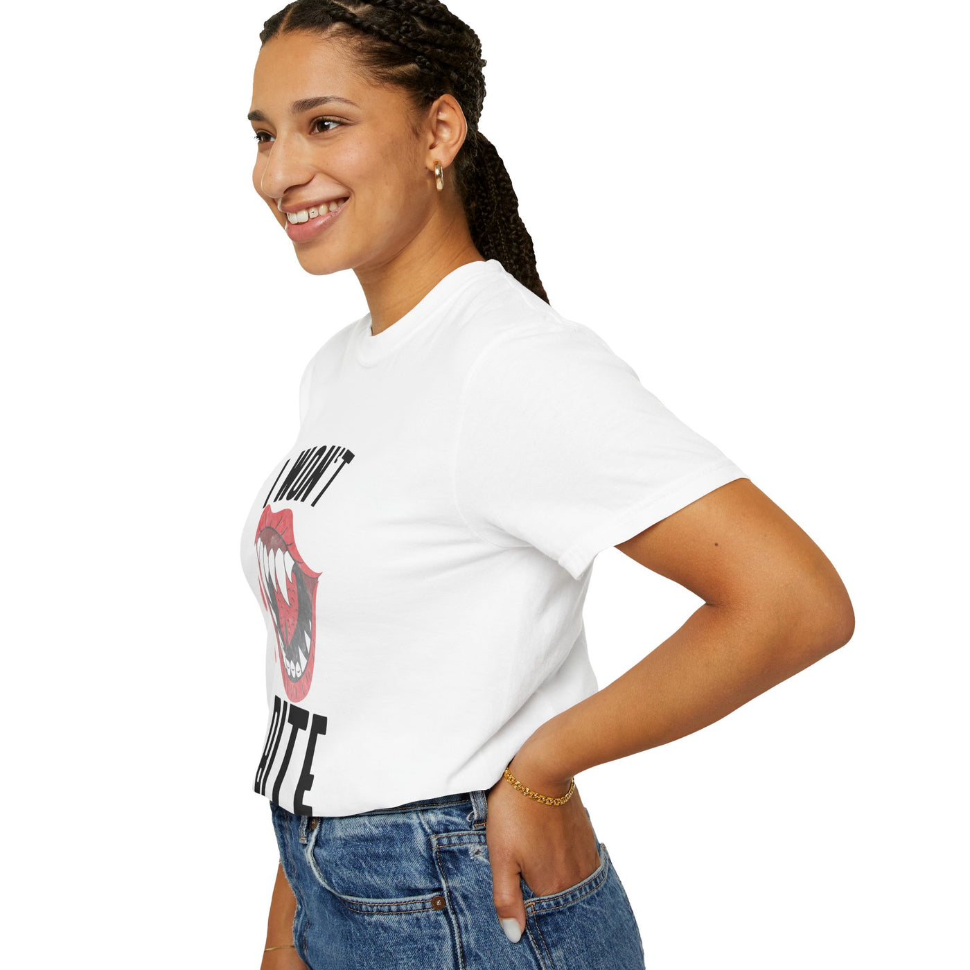 Fun Unisex 'I Won't Bite' T-Shirt for Halloween, Casual Wear, Graphic Tee, Gift for Friends, Statement Shirt