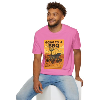BBQ Rover Unisex Softstyle T-Shirt | Fun BBQ Shirt, Space Enthusiast Gift, Summer Picnic Wear, Mars Rover Shirt, Unique Graphic Tee