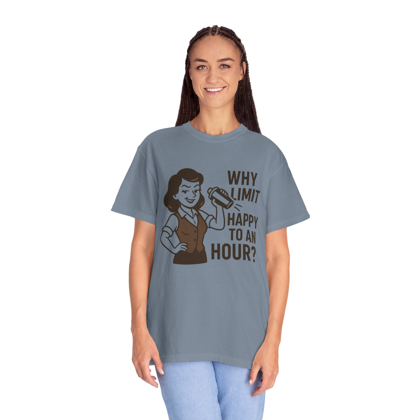 Why limit happy hour to an hour t-shirt, Chic Humor T-Shirt, Funny Shirt, Gift for Her, Casual Wear, Unisex Tee, Celebration Apparel