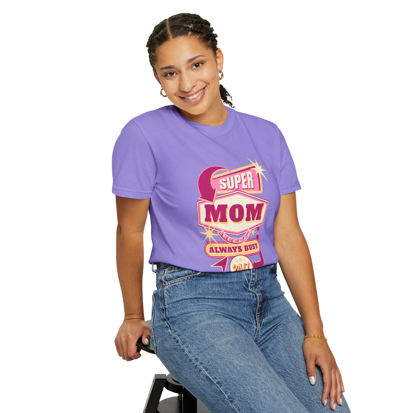 Super Mom Garment-Dyed T-Shirt, Mother's Day Gift, Funny Mom Tee, Busy Mom Apparel, Casual T-Shirt for Moms