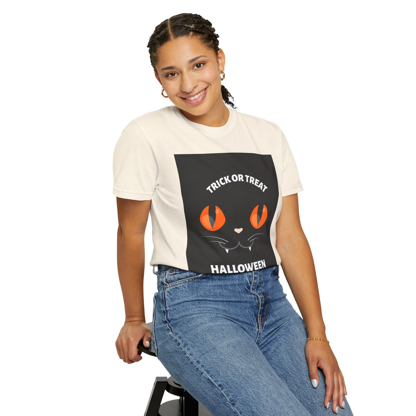 Halloween Cat T-Shirt, Unisex Trick or Treat Tee, Spooky Season Apparel, Cute Halloween Gift, Fall Festival Shirt, Cat Lover T-Shirt
