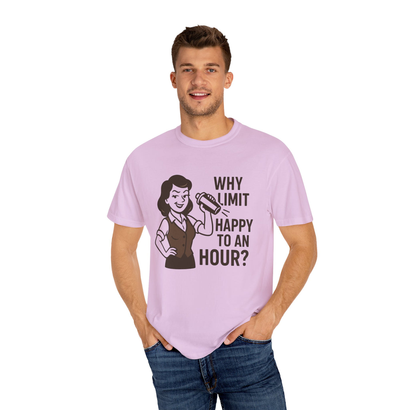 Why limit happy hour to an hour t-shirt, Chic Humor T-Shirt, Funny Shirt, Gift for Her, Casual Wear, Unisex Tee, Celebration Apparel