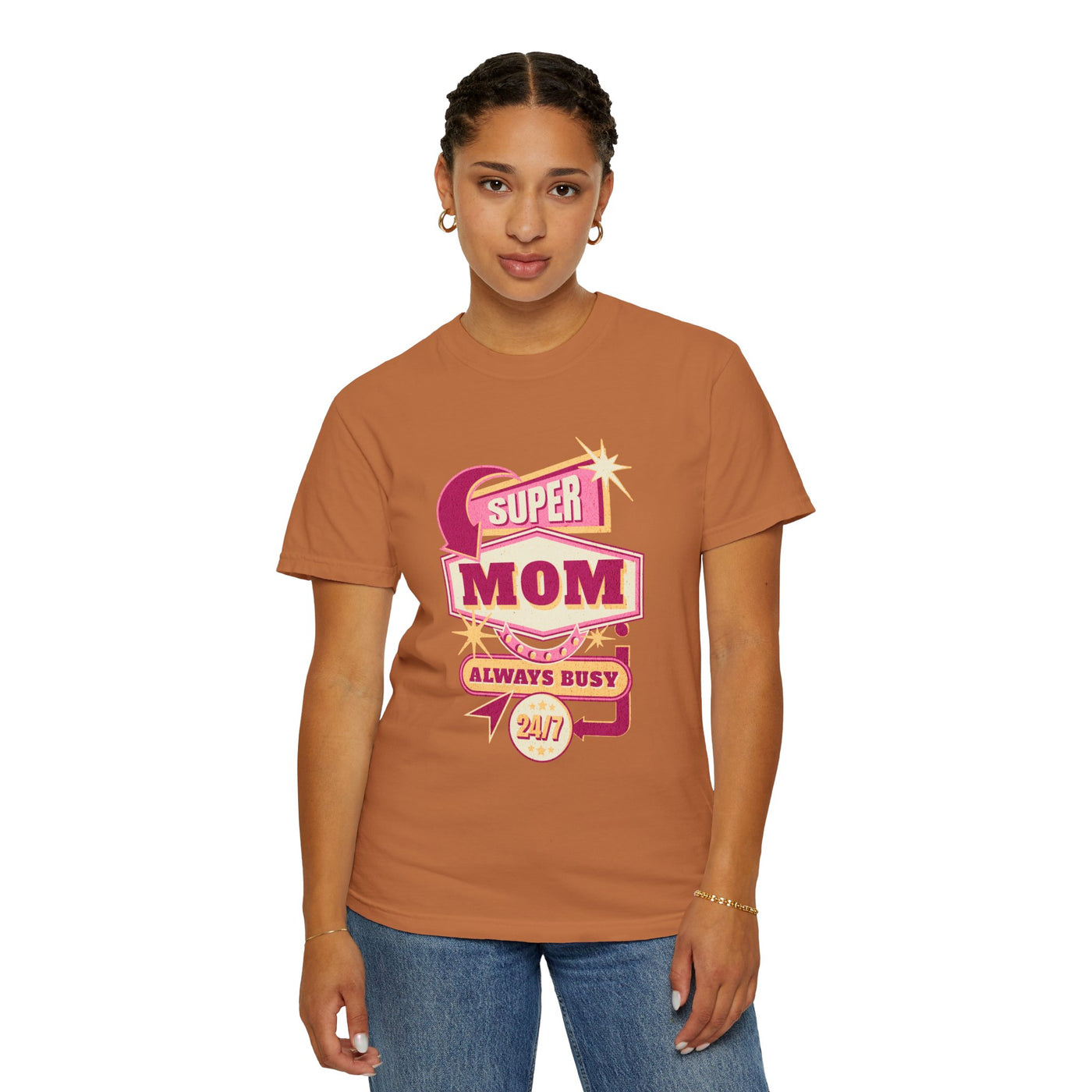 Super Mom Garment-Dyed T-Shirt, Mother's Day Gift, Funny Mom Tee, Busy Mom Apparel, Casual T-Shirt for Moms
