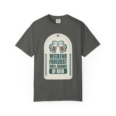 Weekend Forecast Beer T-Shirt | Unisex Garment-Dyed Tee for Beer Lovers, Perfect for Parties, Birthdays, and Casual Wear