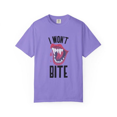 Fun Unisex 'I Won't Bite' T-Shirt for Halloween, Casual Wear, Graphic Tee, Gift for Friends, Statement Shirt