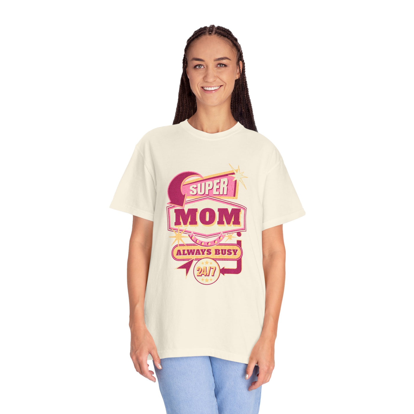 Super Mom Garment-Dyed T-Shirt, Mother's Day Gift, Funny Mom Tee, Busy Mom Apparel, Casual T-Shirt for Moms