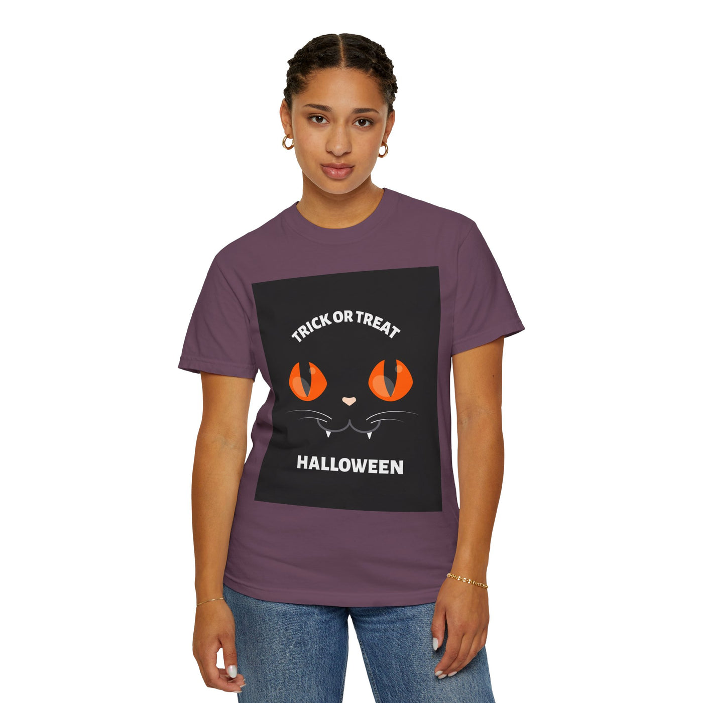 Halloween Cat T-Shirt, Unisex Trick or Treat Tee, Spooky Season Apparel, Cute Halloween Gift, Fall Festival Shirt, Cat Lover T-Shirt