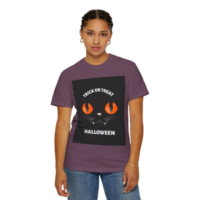Halloween Cat T-Shirt, Unisex Trick or Treat Tee, Spooky Season Apparel, Cute Halloween Gift, Fall Festival Shirt, Cat Lover T-Shirt