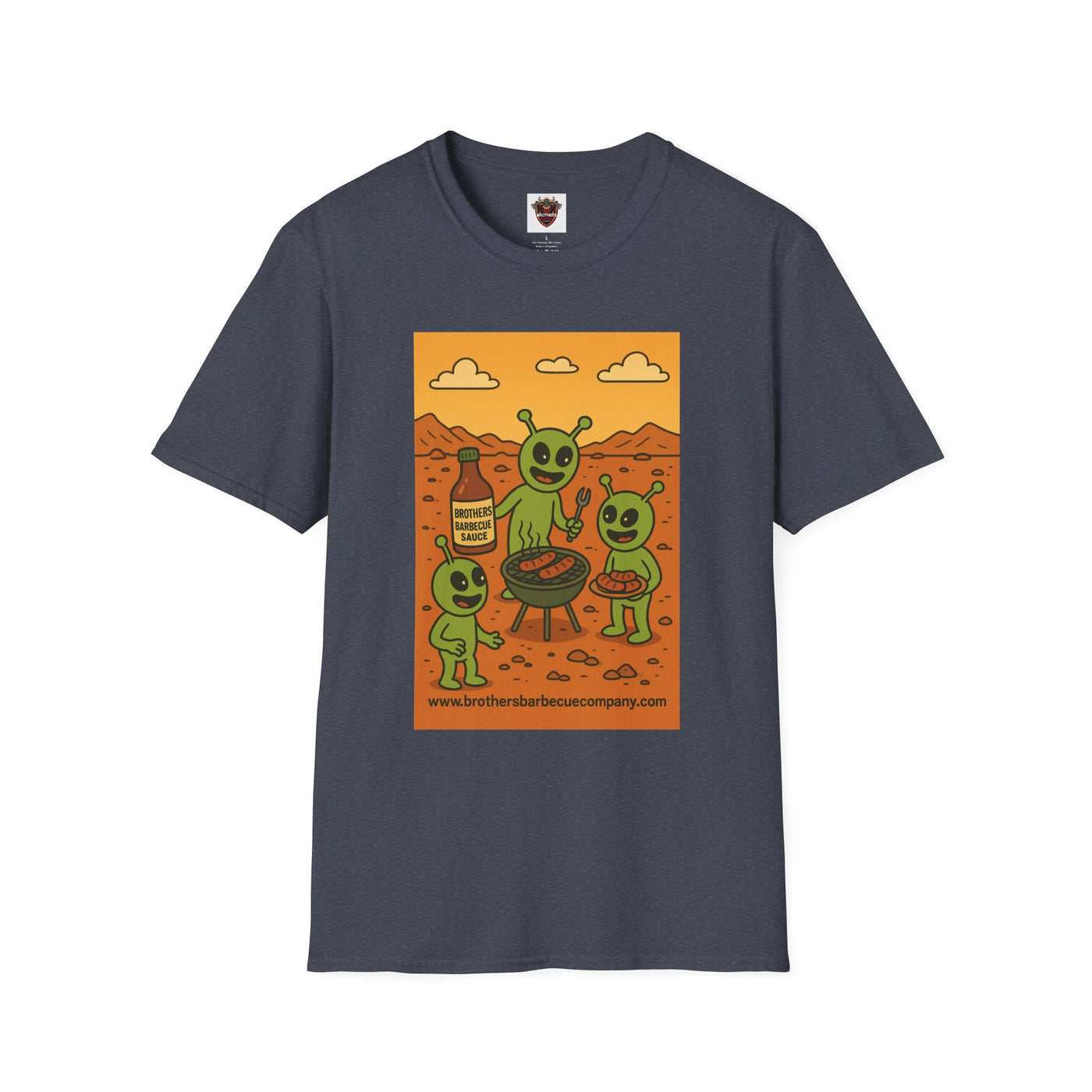 Alien BBQ Meat Party Unisex Softstyle T-Shirt, Funny Graphic Tee, Unique Gift, Summer Barbecue Wear, Casual Everyday Shirt, Fun Statement Top