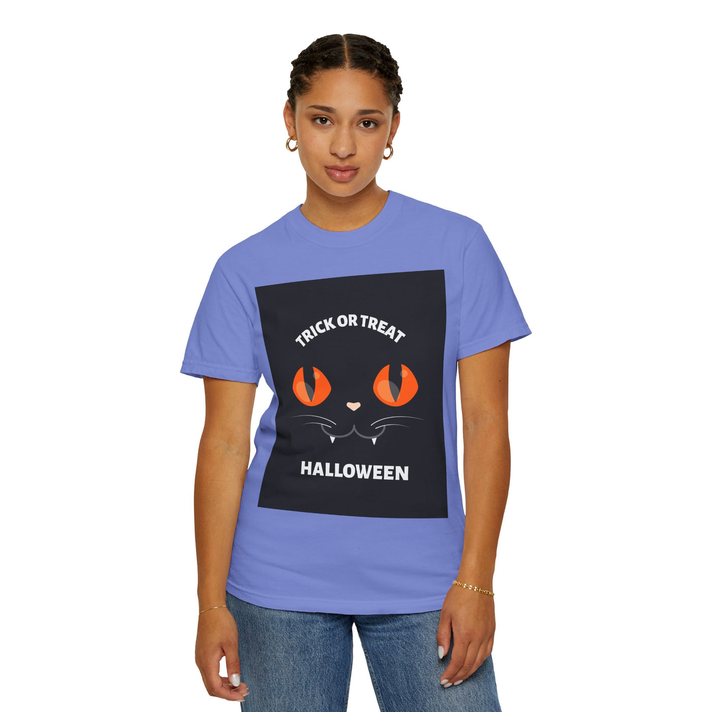 Halloween Cat T-Shirt, Unisex Trick or Treat Tee, Spooky Season Apparel, Cute Halloween Gift, Fall Festival Shirt, Cat Lover T-Shirt