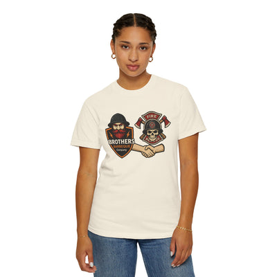 Brotherhood BBQ Humor T-Shirt, Unisex Casual Tee, Firefighter Appreciation, Friendship Gift, BBQ Lovers Shirt, Unique Graphic Tee