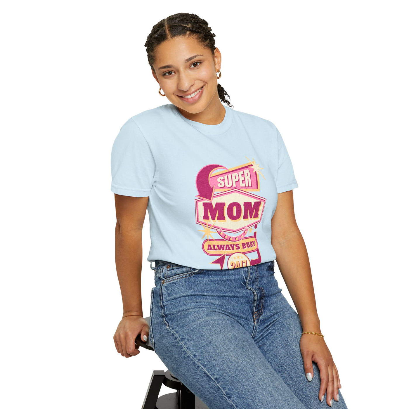 Super Mom Garment-Dyed T-Shirt, Mother's Day Gift, Funny Mom Tee, Busy Mom Apparel, Casual T-Shirt for Moms