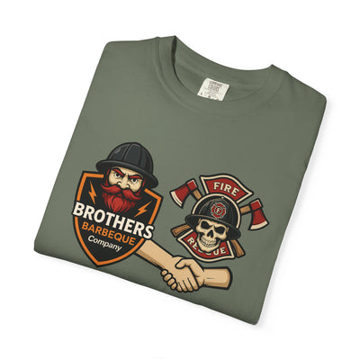Brotherhood BBQ Humor T-Shirt, Unisex Casual Tee, Firefighter Appreciation, Friendship Gift, BBQ Lovers Shirt, Unique Graphic Tee