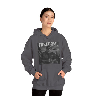 Freedom & Barbeque Unisex Heavy Blend™ Hooded Sweatshirt, Cozy Pullover, Gift for BBQ Lovers, Casual Wear, Freedom Theme, Outdoor Events