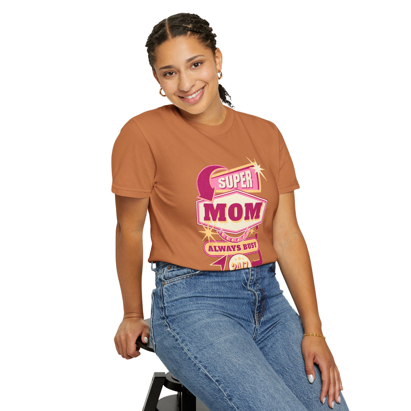 Super Mom Garment-Dyed T-Shirt, Mother's Day Gift, Funny Mom Tee, Busy Mom Apparel, Casual T-Shirt for Moms