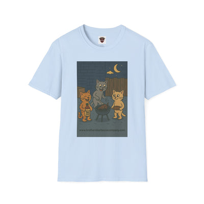 Cute Animal Campfire T-Shirt, Cozy Cat T-Shirt, Gifts for Cat Lovers, Unisex Softstyle Tee, Perfect for Camping or Outdoor Fun