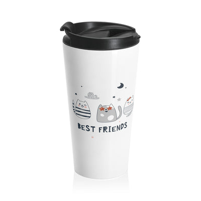 Cute Cat Friends Travel Mug | Purrfect Gift for Cat Lovers, Pet Owner Gift, Coffee Mug, Birthday Present, Animal Lover Gift