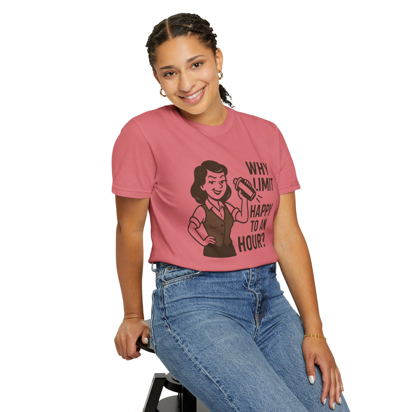 Why limit happy hour to an hour t-shirt, Chic Humor T-Shirt, Funny Shirt, Gift for Her, Casual Wear, Unisex Tee, Celebration Apparel