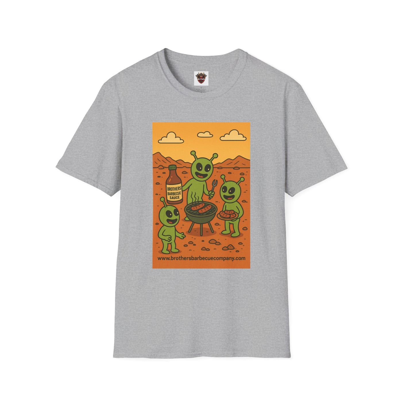 Alien BBQ Meat Party Unisex Softstyle T-Shirt, Funny Graphic Tee, Unique Gift, Summer Barbecue Wear, Casual Everyday Shirt, Fun Statement Top
