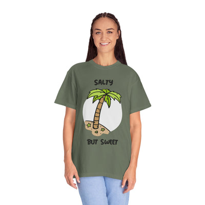 Salty But Sweet T-Shirt, Unisex Garment-Dyed Tee for Beach Lovers, Casual Summer Wear, Gift for Vacation, Ocean Vibes