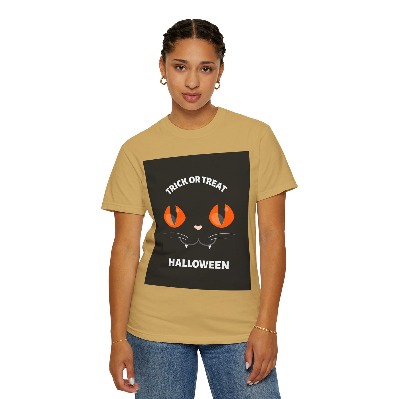 Halloween Cat T-Shirt, Unisex Trick or Treat Tee, Spooky Season Apparel, Cute Halloween Gift, Fall Festival Shirt, Cat Lover T-Shirt