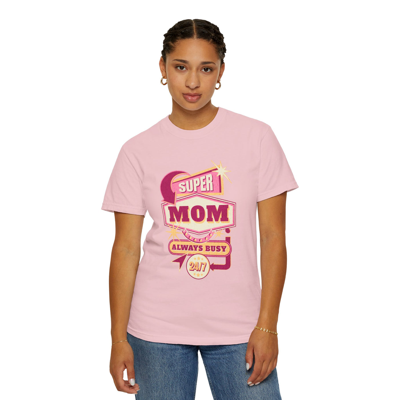Super Mom Garment-Dyed T-Shirt, Mother's Day Gift, Funny Mom Tee, Busy Mom Apparel, Casual T-Shirt for Moms
