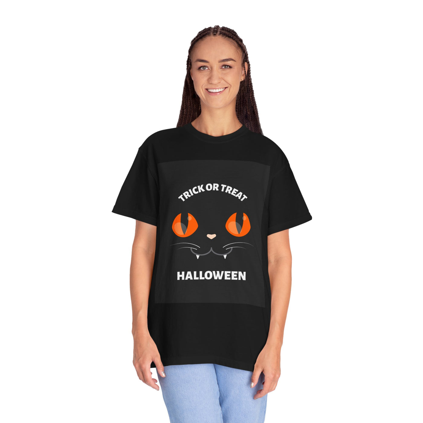 Halloween Cat T-Shirt, Unisex Trick or Treat Tee, Spooky Season Apparel, Cute Halloween Gift, Fall Festival Shirt, Cat Lover T-Shirt