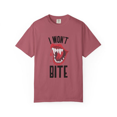 Fun Unisex 'I Won't Bite' T-Shirt for Halloween, Casual Wear, Graphic Tee, Gift for Friends, Statement Shirt