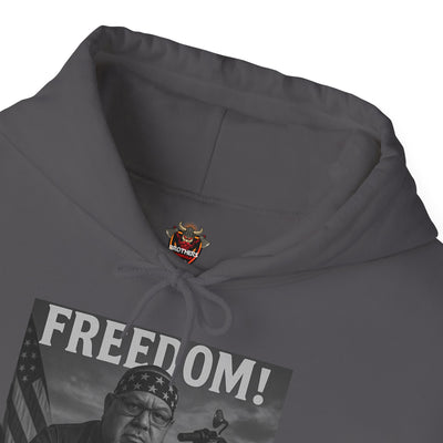 Freedom & Barbeque Unisex Heavy Blend™ Hooded Sweatshirt, Cozy Pullover, Gift for BBQ Lovers, Casual Wear, Freedom Theme, Outdoor Events