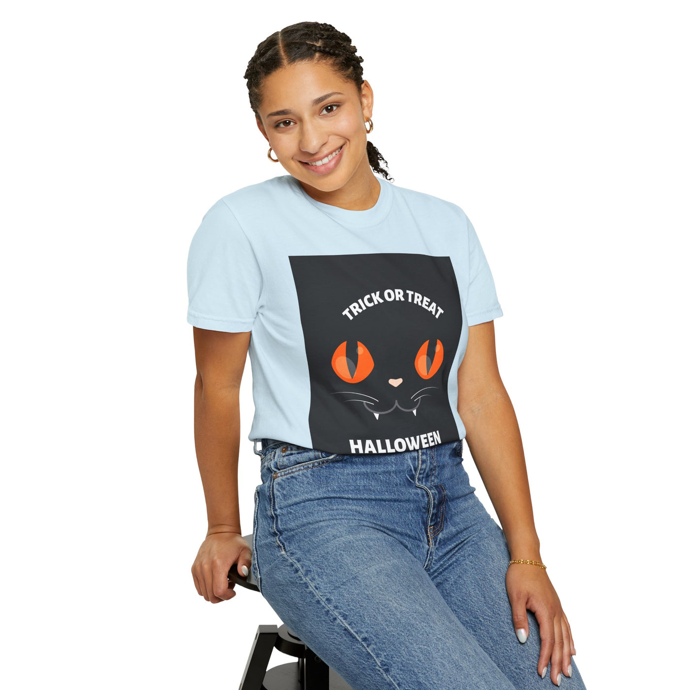 Halloween Cat T-Shirt, Unisex Trick or Treat Tee, Spooky Season Apparel, Cute Halloween Gift, Fall Festival Shirt, Cat Lover T-Shirt