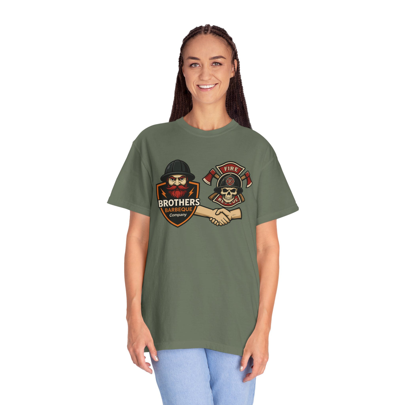 Brotherhood BBQ Humor T-Shirt, Unisex Casual Tee, Firefighter Appreciation, Friendship Gift, BBQ Lovers Shirt, Unique Graphic Tee