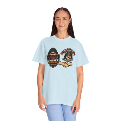Brotherhood BBQ Humor T-Shirt, Unisex Casual Tee, Firefighter Appreciation, Friendship Gift, BBQ Lovers Shirt, Unique Graphic Tee