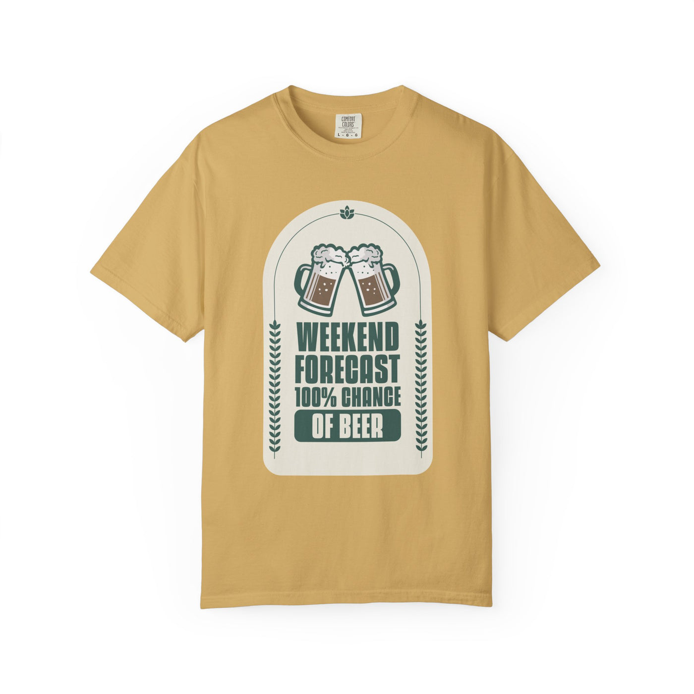 Weekend Forecast Beer T-Shirt | Unisex Garment-Dyed Tee for Beer Lovers, Perfect for Parties, Birthdays, and Casual Wear