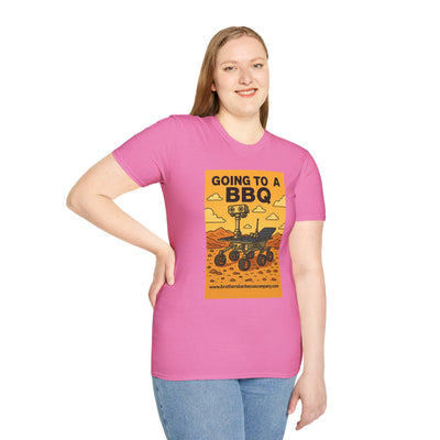 BBQ Rover Unisex Softstyle T-Shirt | Fun BBQ Shirt, Space Enthusiast Gift, Summer Picnic Wear, Mars Rover Shirt, Unique Graphic Tee